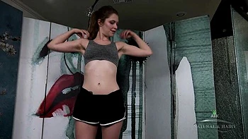 Hairy Brunette Pussy Spreading and Fingering