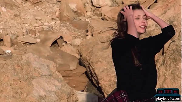 Big natural tits Ukrainian teen Mila Azul gives hot striptease for Playboy