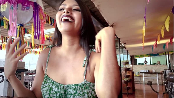 Mexican Teen Waiting for her Boyfriend at restaurant - MONEY for SEX