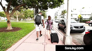 Sara Jay’s huge tits threesome with Maggie and Jax