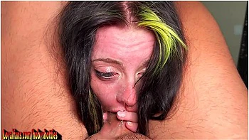 Green-Haired Petite Slut Kitty Gets Pussy Pounded and Faceshot