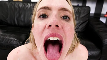 Ebony Babe Wakes Up and Sucks Huge Cock POV