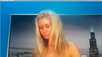 Russian Blonde with Perky Nipples Solo Masturbates