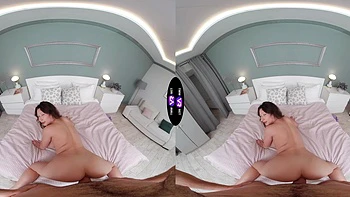 Teen Lola fucks her big natural tits in VR