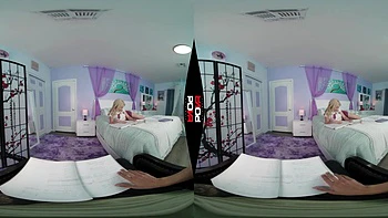Blonde Pornstar Slacking Off, Gets VR Fuck