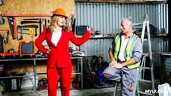 Big-titted blonde Denice K gets fucked hard doggy style