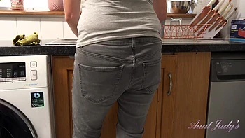 Scarlet Gives POV Blowjob in Kitchen, Housewife Style