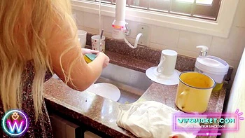 Hot Blonde Amateur Wife Fucked in Kitchen