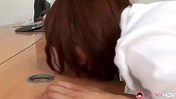 Hairy Asian Brunette in Stockings Fucking Small Tits