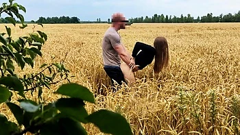 Blonde Milf Gets Creampied Doggy Style in the Field