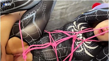 Spider-Bound Babe Fucked Hard and Made to Squirt