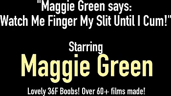 Busty blonde Maggie teases and fingers her pussy