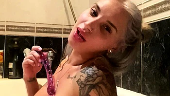 Big-Tit Blonde MILF Masturbates in Shower Spy Cam