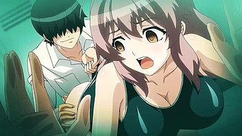 Big-tit anime babe fucked doggy and creampied