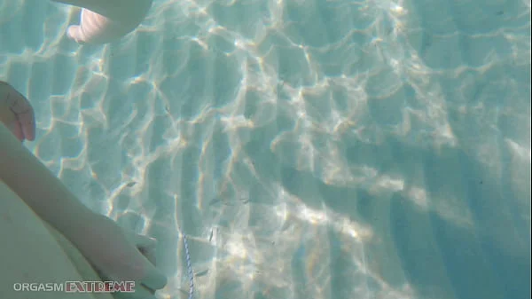 Underwater Footjob Sex & Nipple Squeezing POV at Public Beach - Big Natural Tits PAWG BBW Wife Being Kinky on Vacation - Best Amateur Porn Couple