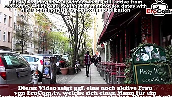 German slut does handjob with a strange man