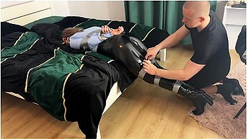 Office Girl Is Tied Up With Duct Tape And Try To Escape