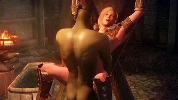 Orc and female elf: Blonde, Fansly  Doggystyle Porn