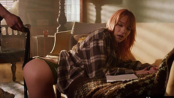 Redheaded Kenna devours cock like an expert while Troy's rock-hard member stretches her throat